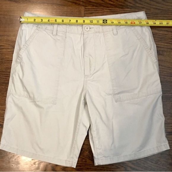 Khaki Mens Flat Front Shorts Size 34 - Picture 8 of 8